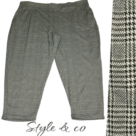 Style & Co Woman Houndstooth Cropped Pants, Sz 4X - Picture 1 of 11